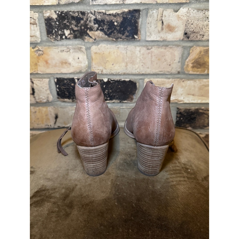 Sam Edelman Petty Booties Women 8.5 Brown Good Leather Side Zip Stacked Heel